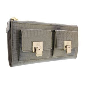 J&C J11-012 GRIGIO Grey Zippered  Large Wallet